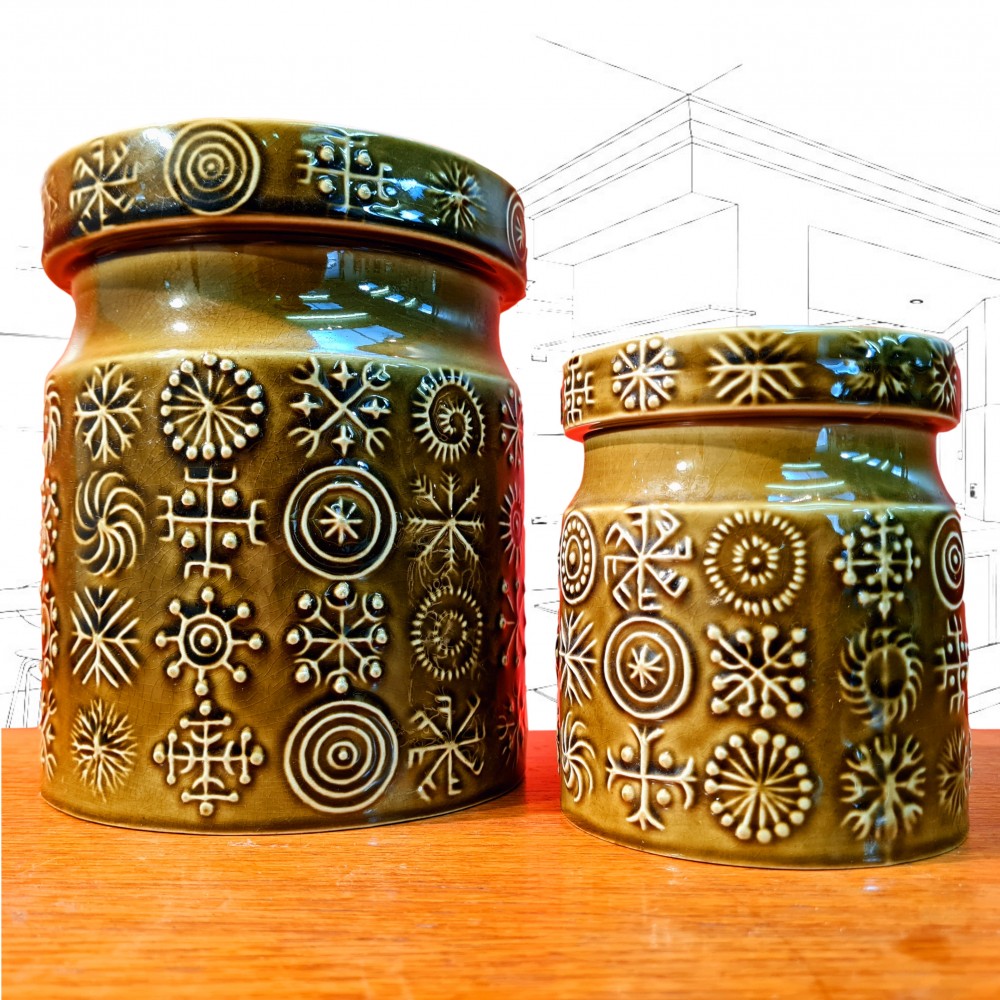 Vintage Portmeirion Totem Pair of Storage Jars